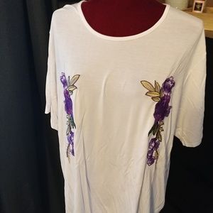 Boohoo floral knit top with scoop neck